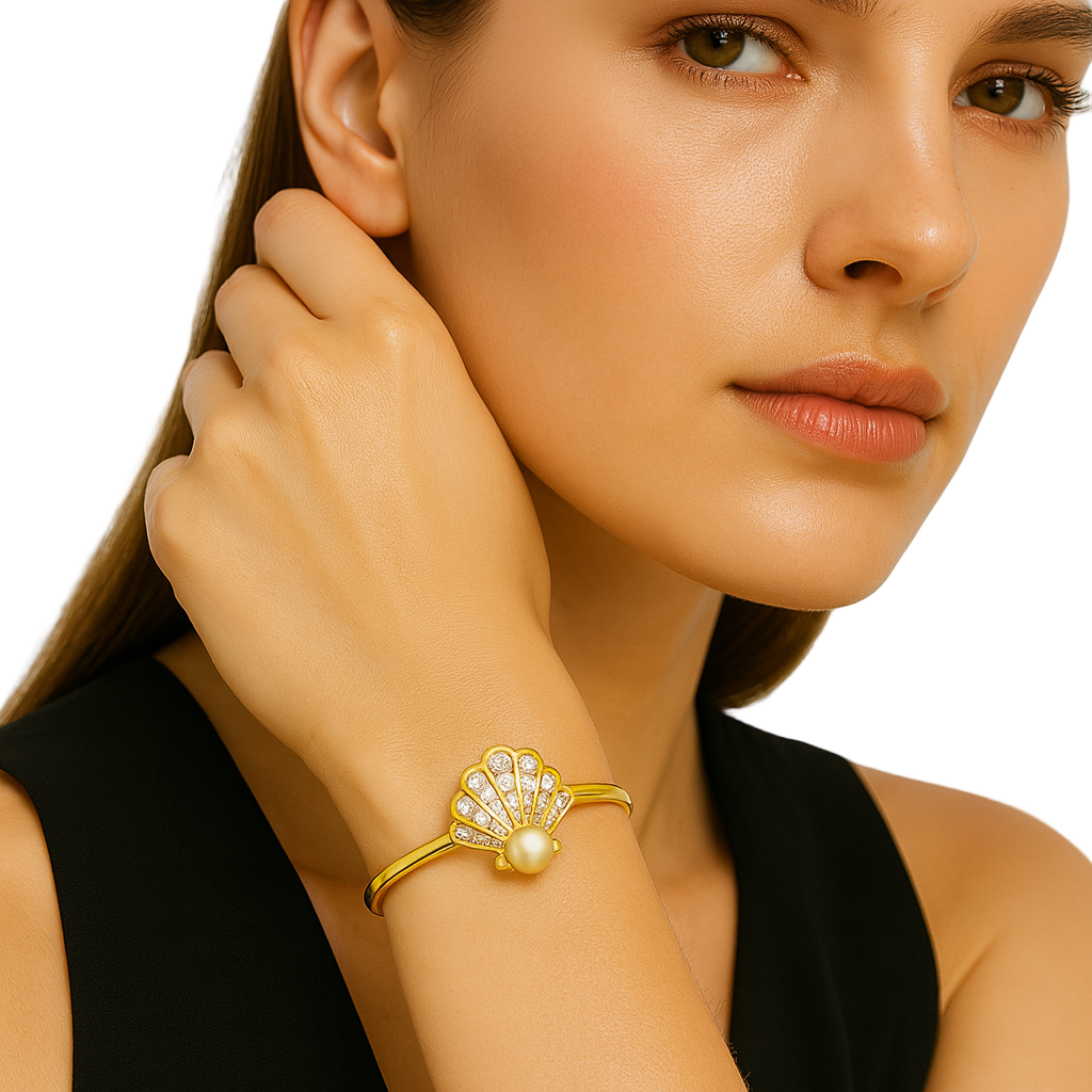 IMPERARI MARE – PEARL DIAMOND CUFF YELLOW GOLD