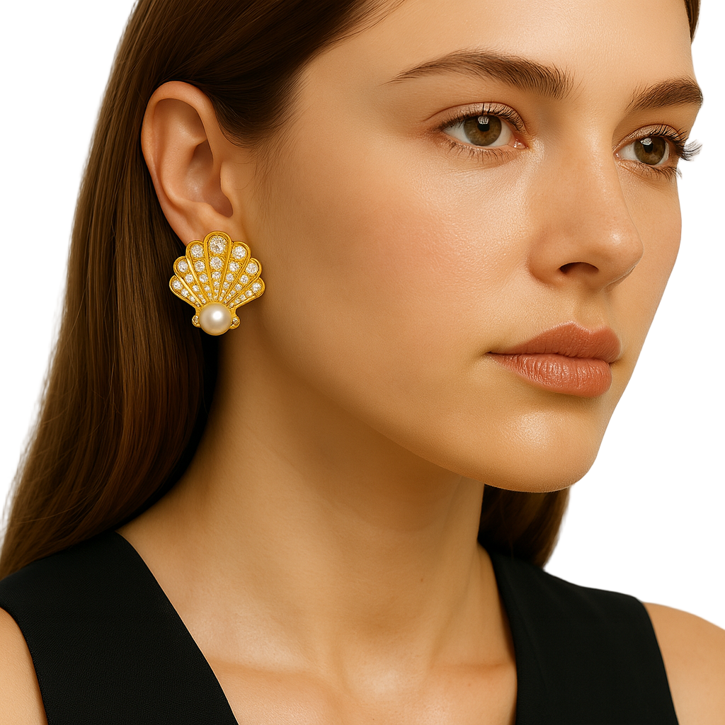 IMPERARI MARE – PEARL DIAMOND EARRINGS YELLOW GOLD