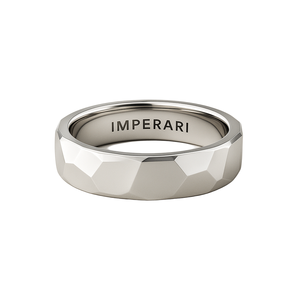 IMPERARI FACETED MEN’S BAND – WHITE GOLD